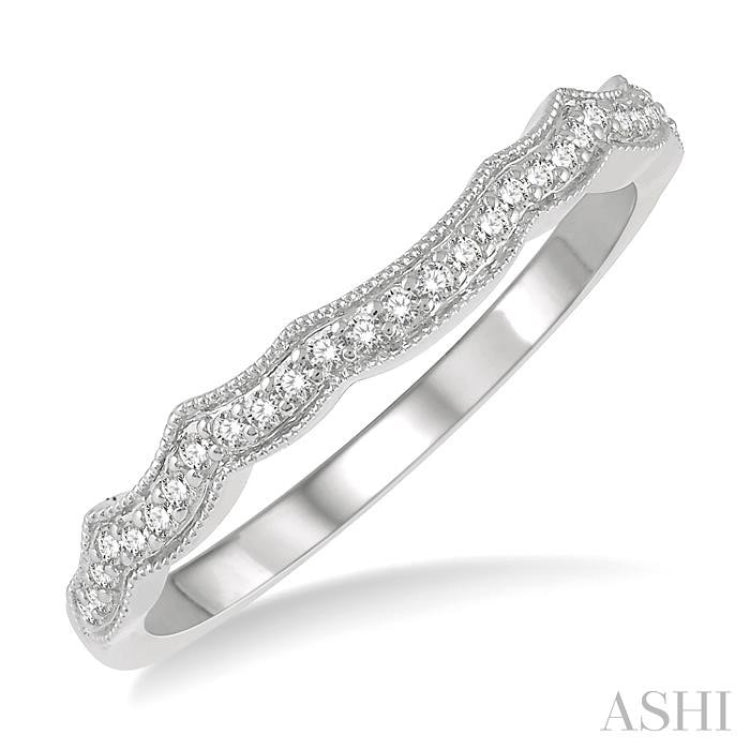 1/6 Ctw Curvy Round Cut Diamond Wedding Band in 14K White Gold