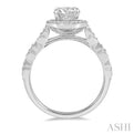 1/5 ctw Marquise Lattice Shank Round Cut Diamond Semi-Mount Engagement Ring in 14K White Gold