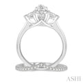 1/2 ctw Diamond Wedding Set With 3/8 ctw Marquise & Triangular Cut Engagement Ring and 1/10 ctw Wedding Band in 14K White Gold