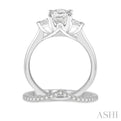 1/2 ctw Diamond Wedding Set With 3/8 ctw Oval & Triangular Cut Engagement Ring and 1/10 ctw Wedding Band in 14K White Gold