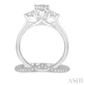 1/2 ctw Diamond Wedding Set With 3/8 ctw Pear & Triangular Cut Engagement Ring and 1/10 ctw Wedding Band in 14K White Gold