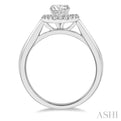 1/10 Ctw Round Cut Diamond Halo Semi Mount Engagement Ring in 14K White Gold