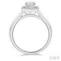 1/10 Ctw Cushion Shape Halo Round Cut Diamond Semi Mount Engagement Ring in 14K White Gold