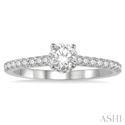 1/5 Ctw Round Cut Diamond Semi Mount Engagement Ring in 14K White Gold