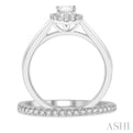 3/4 Ctw Round Cut Diamond Wedding Set With 5/8 ct Oval Cut Engagement Ring and 1/6 ct Round Cut Diamond Wedding Band in 14K White Gold