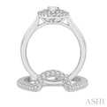 5/8 Ctw Round Cut Diamond Wedding Set With 1/2 ct Twin Halo 1/4 ct Oval Cut Engagement Ring & 1/10 ct Wedding Band in 14K White Gold