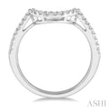 1/10 Ctw U-Shape Center Round Cut Diamond Wedding Band in 14K White Gold