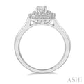 1/5 Ctw Twin Halo Round Cut Diamond Semi Mount Engagement Ring in 14K White Gold