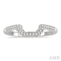 1/8 Ctw Deep Dish Center Round cut Diamond Wedding Band in 14K White Gold