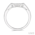 1/8 Ctw Deep Dish Center Round cut Diamond Wedding Band in 14K White Gold