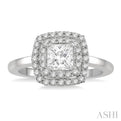 1/5 Ctw Round Cut Halo Semi-Mount Diamond Engagement Ring in 14K White Gold