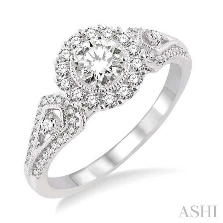 1/3 Ctw Diamond Semi-Mount Engagement Ring in 14K White Gold