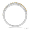 1/4 ctw Split Two Tone Arched Center Round Cut Diamond Wedding Band in 14K White and Yellow Gold