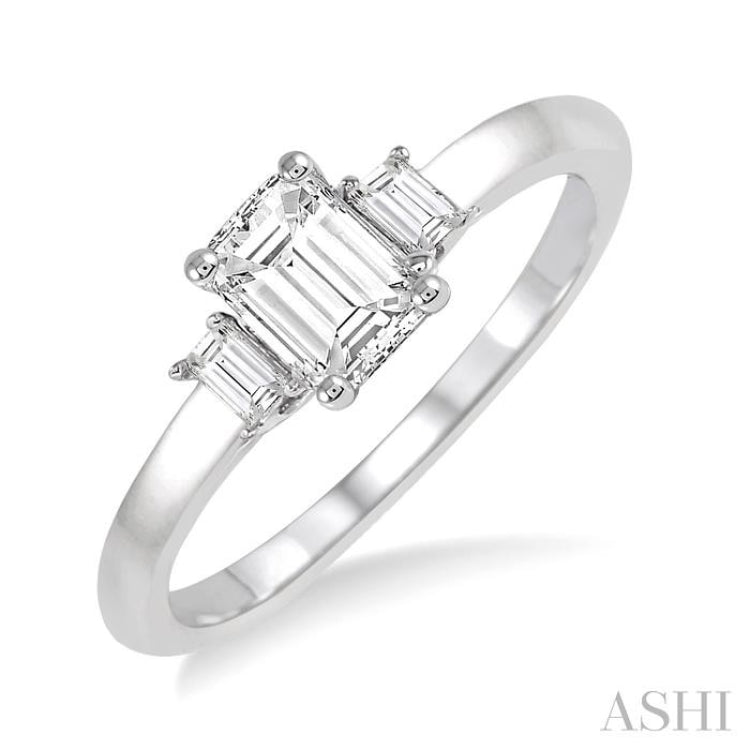 1/10 ctw Baguette Diamond Semi-Mount Engagement Ring in 14K White Gold