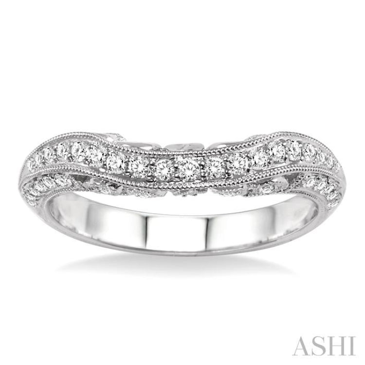 1/3 Ctw Round Cut Diamond Wedding Band in 18K White Gold