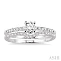 1/2 Ctw Diamond Wedding Set with 1/3 Ctw Round Cut Engagement Ring and 1/8 Ctw Wedding Band in 14K White Gold