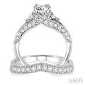 1 3/4 Ctw Diamond Wedding Set with 1 1/2 Ctw Round Cut Engagement Ring and 1/3 Ctw Wedding Band in 14K White Gold