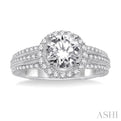 1 1/5 Ctw Diamond Engagement Ring with 3/4 Ct Round Cut Center Stone in 14K White Gold