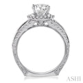 1 1/5 Ctw Diamond Engagement Ring with 3/4 Ct Round Cut Center Stone in 14K White Gold