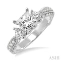 3/4 Ctw Diamond Semi-Mount Engagement Ring in 14K White Gold