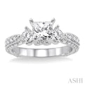 3/4 Ctw Diamond Semi-Mount Engagement Ring in 14K White Gold