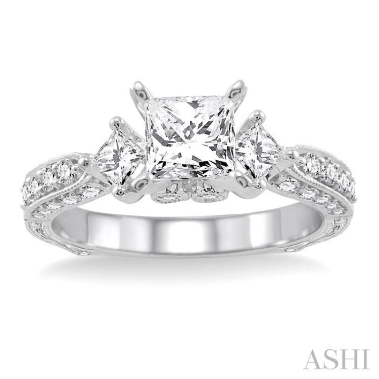 3/4 Ctw Diamond Semi-Mount Engagement Ring in 14K White Gold