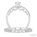 7/8 Ctw Diamond Wedding Set with 5/8 Ctw Round Cut Engagement Ring and 1/4 Ctw Wedding Band in 14K White Gold