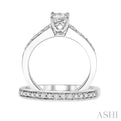 3/4 Ctw Diamond Wedding Set with 1/2 Ctw Princess Cut Engagement Ring and 1/6 Ctw Wedding Band in 14K White Gold