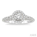 5/8 Ctw Diamond Engagement Ring with 3/8 Ct Round Cut Center Stone in 14K White Gold