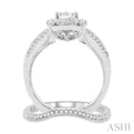 1 1/10 Ctw Diamond Wedding Set with 1 Ctw Princess Cut Engagement Ring and 1/10 Ctw Wedding Band in 14K White Gold