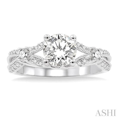 1/4 Ctw Diamond Semi-Mount Engagement Ring in 14K White Gold