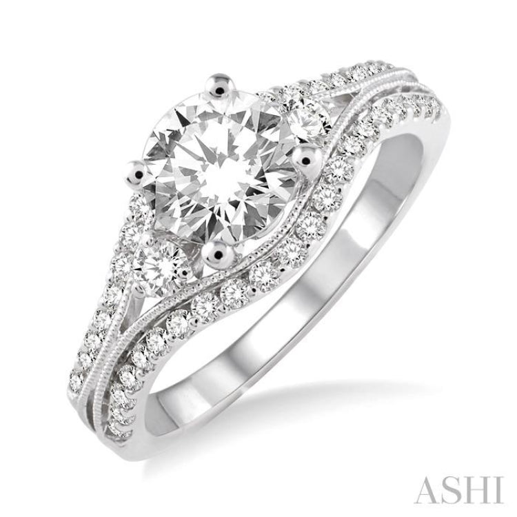 1/2 Ctw Diamond Semi-Mount Engagement Ring in 14K White Gold