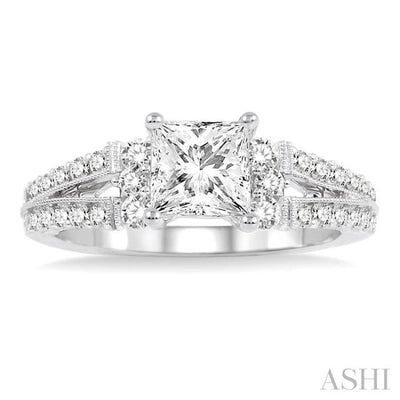 1/2 Ctw Diamond Semi-Mount Engagement Ring in 14K White Gold