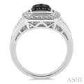 1/5 Ctw Square Shape Trillion Cut Black Diamond Ring in Sterling Silver