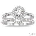 5/8 Ctw Diamond Wedding Set with 1/2 Ctw Round Cut Engagement Ring and 1/6 Ctw Wedding Band in 14K White Gold