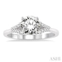 1/2 Ctw Diamond Engagement Ring with 1/3 Ct Round Cut Center Stone in 14K White Gold