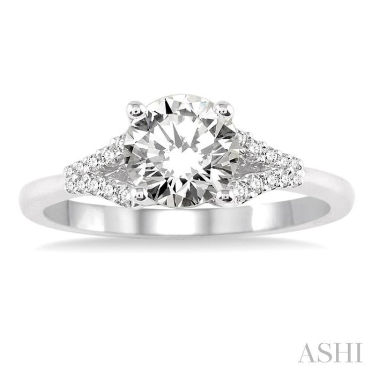 1/2 Ctw Diamond Engagement Ring with 1/3 Ct Round Cut Center Stone in 14K White Gold