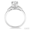 1/2 Ctw Diamond Engagement Ring with 1/3 Ct Round Cut Center Stone in 14K White Gold