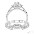 3/4 Ctw Diamond Wedding Set with 5/8 Ctw Round Cut Engagement Ring and 1/5 Ctw Wedding Band in 14K White Gold