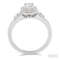 1/2 Ctw Diamond Engagement Ring with 1/4 Ct Princess Cut Center Stone in 14K White Gold