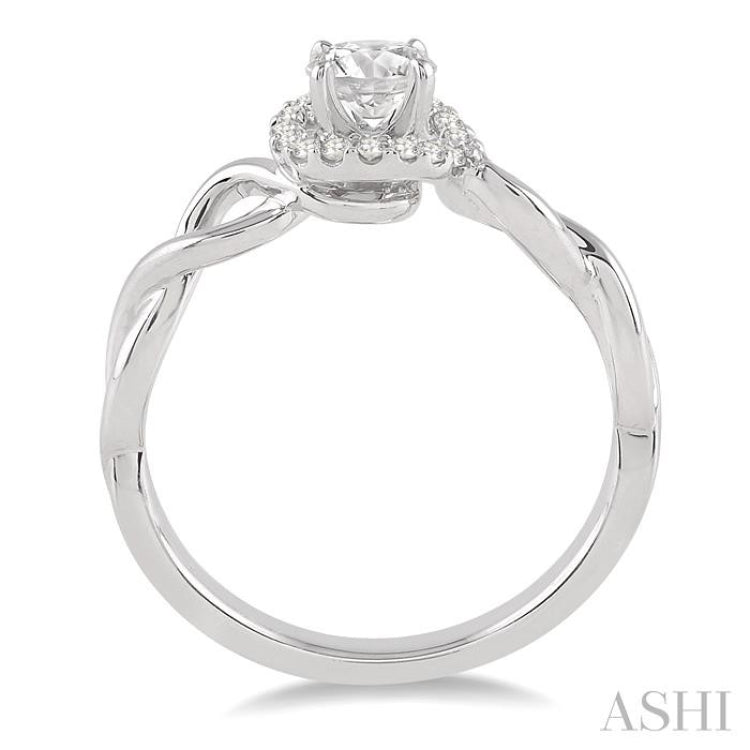 1/3 Ctw Diamond Engagement Ring with 1/4 Ct Round Cut Center Stone in 14K White Gold