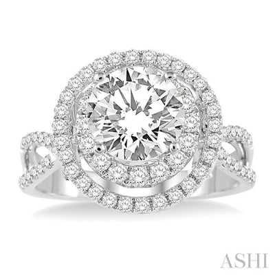 3/4 Ctw Diamond Semi-Mount Engagement Ring in 14K White Gold