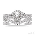 3/4 Ctw Diamond Wedding Set with 1/2 Ctw Round Cut Engagement Ring and 1/6 Ctw Wedding Band in 14K White Gold