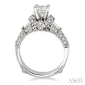 1 1/2 Ctw Diamond Engagement Ring with 3/4 Ct Princess Cut Center Stone in 14K White Gold