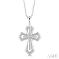 1/20 Ctw Single Cut Diamond Cross Pendant in Sterling Silver with Chain