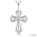 1/20 Ctw Single Cut Diamond Cross Pendant in Sterling Silver with Chain