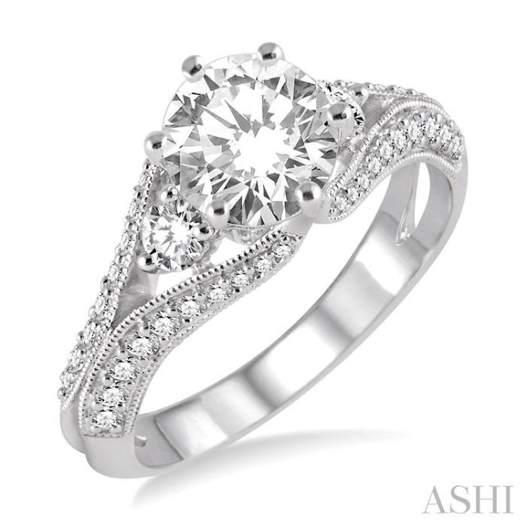 5/8 Ctw Diamond Semi-mount Engagement Ring in 14K White Gold