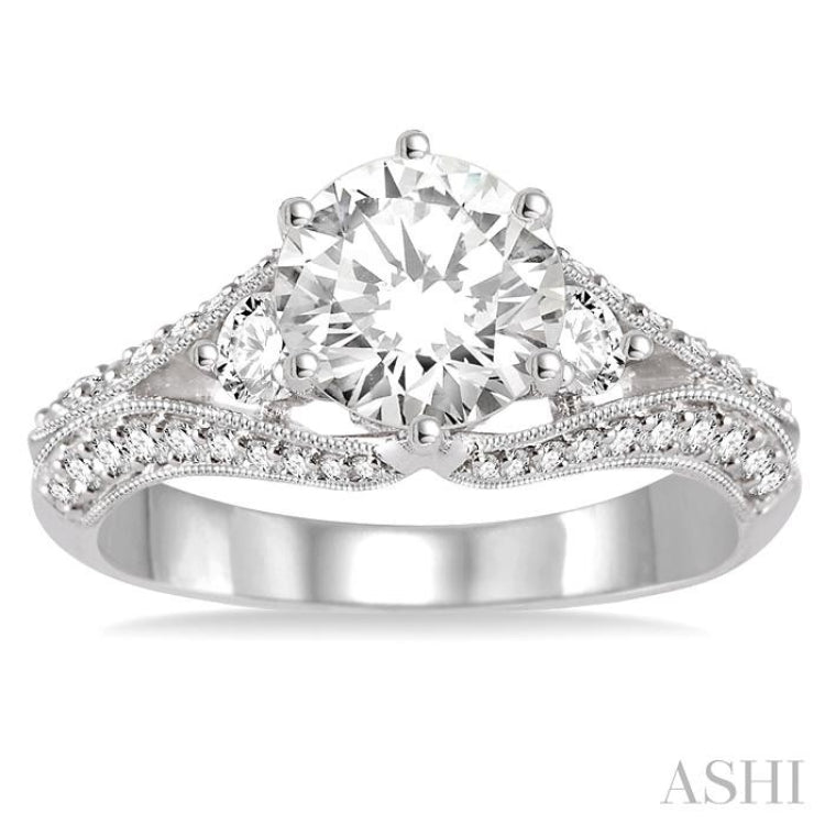 5/8 Ctw Diamond Semi-mount Engagement Ring in 14K White Gold