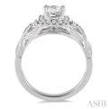 5/8 Ctw Diamond Engagement Ring with 3/8 Ct Princess Cut Center Stone in 14K White Gold