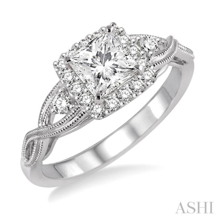 1/4 Ctw Diamond Semi-mount Engagement Ring in 14K White Gold